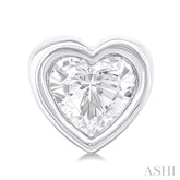 1/5 ctw Petite Bezel Set Heart Shape Diamond Fashion Stud Earring in 10K White Gold